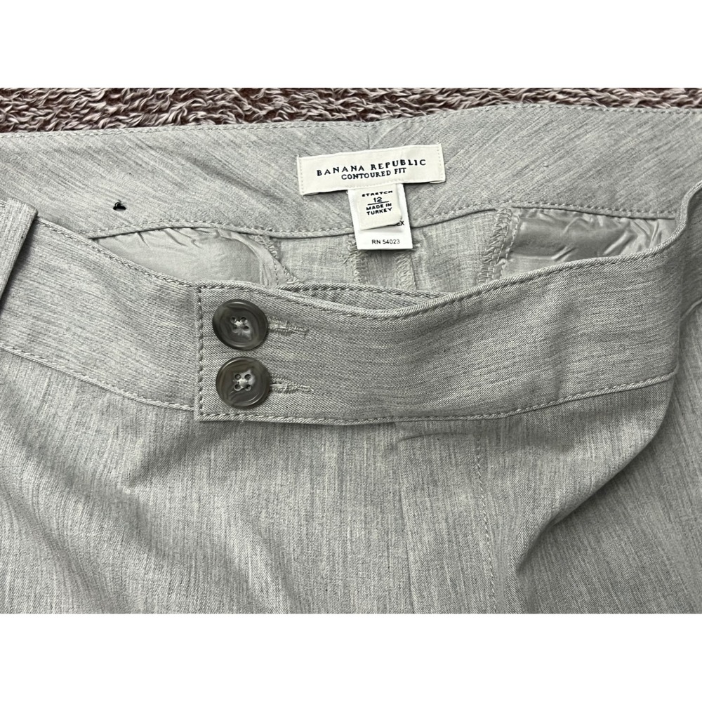 Banana Republic Contoured Fit Dress Pants Womens 12 Gray Stretch Straight Leg - Picture 10 of 13